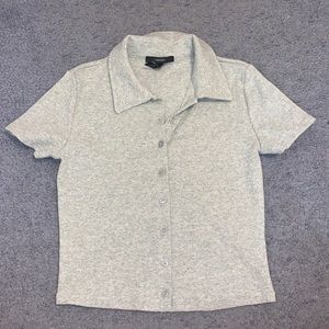 Gray button down top